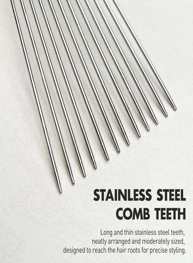 Zoolinn Metal Afro Comb Set – 2PCS African American Hair Pick Comb, Wide Teeth, Classic Black Fist Design – Styling Tool for Curly and Afro Hair - Image 5